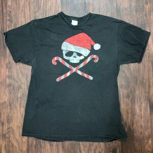 Black T-Shirt with Skull and Candy Cane crossbones  Design
